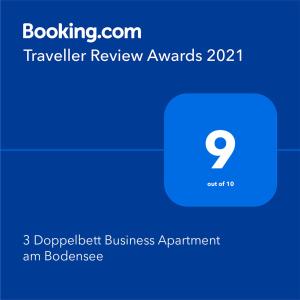 Certifikat, nagrada, znak ali drug dokument, ki je prikazan v nastanitvi 3 Doppel Zimmer Apartement in 9320 Arbon
