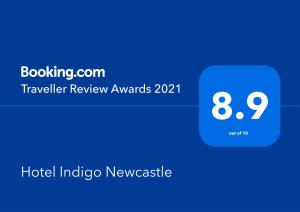 a screenshot of a hotelipedia newsletter with a blue box with the words traveler review at Hotel Indigo Newcastle, an IHG Hotel in Newcastle upon Tyne