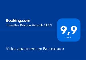 Certifikát, ocenenie alebo iný dokument vystavený v ubytovaní Vidos apartment Barbati