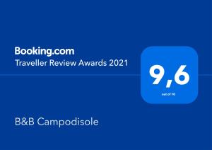 Certifikát, hodnocení, plakát nebo jiný dokument vystavený v ubytování B&B Campodisole