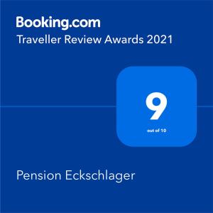 a screenshot of a cell phone with a travel review awards at Pension Eckschlager in Lofer