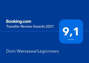 Certyfikat, podpis lub inny dokument wystawiony w obiekcie Dom Warszawa/Legionowo