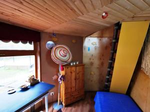 a room with a bunk bed and a ladder at Holiday House Niedras Jurmala in Jūrmala
