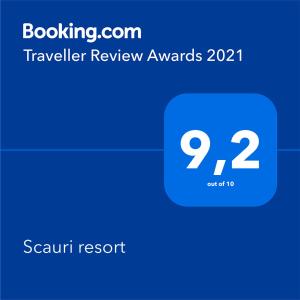 Certifikát, hodnocení, plakát nebo jiný dokument vystavený v ubytování Scauri resort