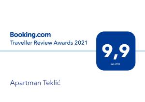 Certifikát, hodnocení, plakát nebo jiný dokument vystavený v ubytování Apartman Teklić