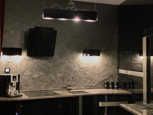 Kuchnia lub aneks kuchenny w obiekcie Family & Business Sauna Apartments Klonowa nad Zalewem, Unikat SPA - 2 Bedroom with Private Sauna, Jacuzzi, Air Conditioning, Garage - The Highest Standard!