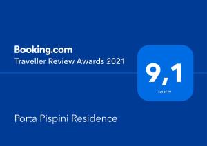 Certifikát, ocenenie alebo iný dokument vystavený v ubytovaní Porta Pispini Residence