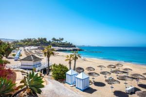 una vista aerea su una spiaggia con ombrelloni e sull'oceano di C103 big terrace, pool! ad Adeje