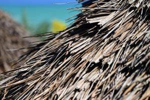 a stack of straw on top of a roof at B4 BOUTIQUE in Paje