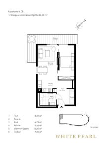 Půdorys ubytování White Pearl Apartment 1.08