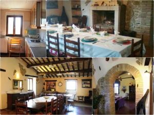 a collage of photos of a kitchen and a dining room at Ferienhaus mit Pool bis 20 Personen Casa vacanze con piscina fino a 20 persone in Urbino
