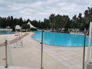 a large swimming pool with a basketball hoop in a resort at camping la carabasse in Vias