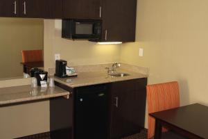 una pequeña cocina con fregadero y microondas en Holiday Inn Express Hotel & Suites Indianapolis W - Airport Area, an IHG Hotel en Indianápolis