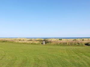 un campo con erba verde e l'oceano sullo sfondo di 6 person holiday home in Hadsund a Hadsund