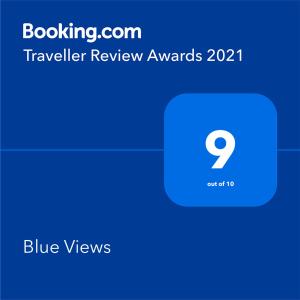 zrzut ekranu strony niebieskich wyświetleń nagród za opinie Gości w obiekcie Blue Views w mieście Los Sauces