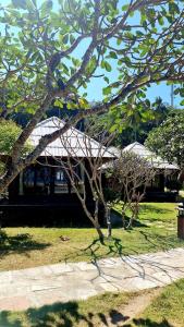 a tree in front of a building with a roof at Thanya Beach Resort - SHA Plus in Ko Ngai