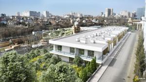 an aerial view of a white building with trees at Arcadia sky in Odesa