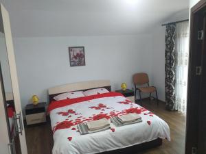 Postel nebo postele na pokoji v ubytování Agropensiunea GIURCA