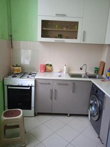 uma cozinha com um fogão e uma máquina de lavar roupa em Silence em Kutaisi