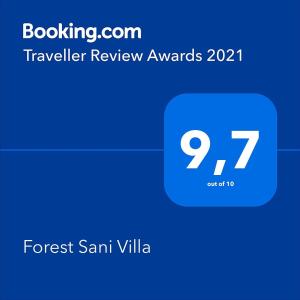 a screenshot of a text box with the forecast santenna value at Forest Sani Villa in Sani Beach