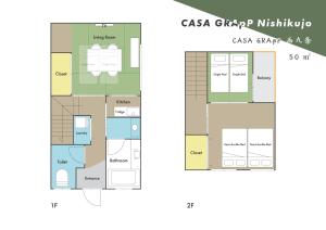 een plattegrond van het Casa Chaparral Historico bij CASA GRApP Nishikujyo in Osaka