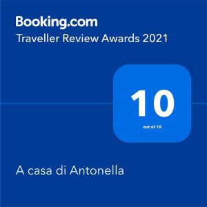 Certifikát, hodnocení, plakát nebo jiný dokument vystavený v ubytování B&B A casa di Antonella