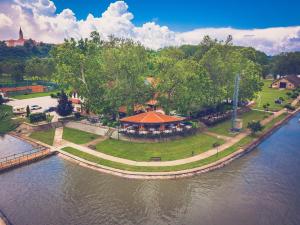 an aerial view of a park next to a river at Hotel Dunav in Ilok