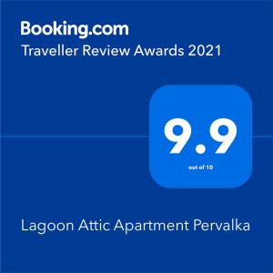 Certifikát, ocenenie alebo iný dokument vystavený v ubytovaní Lagoon Attic Apartment Pervalka