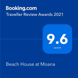 Certificado, premio, señal o documento que está expuesto en Beach House at Moana - C21 SouthCoast Holidays