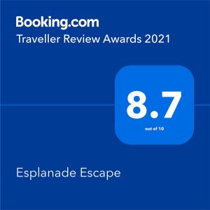 a screenshot of a phone with a travel review awards at Esplanade Escape in Aldinga Beach