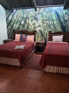 Giường trong phòng chung tại Hotel Vista al Cerro