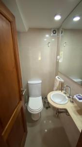 a bathroom with a toilet and a sink at Samay Huasi - 3 dorm en suite - inmejorable ubicación - cochera cub in San Martín de los Andes