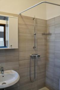 a bathroom with a shower and a sink at Apartmani Vesna in Zambratija