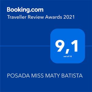 Et logo, certifikat, skilt eller en pris der bliver vist frem på POSADA MISS MATY BATISTA