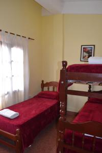 sypialnia z 2 łóżkami piętrowymi i oknem w obiekcie Posada Rivera w mieście San Salvador de Jujuy