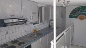 a kitchen with a sink and a counter top at Haus Despina in Sarti
