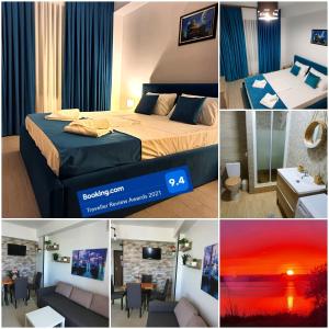een collage van foto's van een hotelkamer bij Roma Summerland in Mamaia