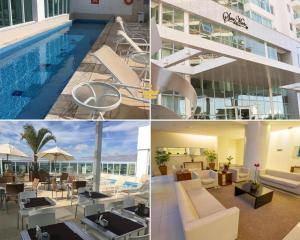 a collage of photos of a hotel with a pool at Apart Hotel Saint Moritz - Centro de Brasília in Brasilia