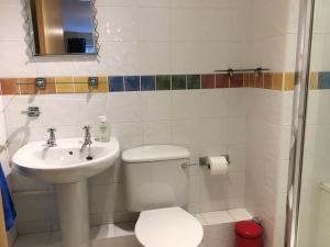 a bathroom with a toilet and a sink at B2 Waterfoot Apartment in Newcastle