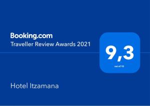 Certyfikat, podpis lub inny dokument wystawiony w obiekcie Hotel Itzamana