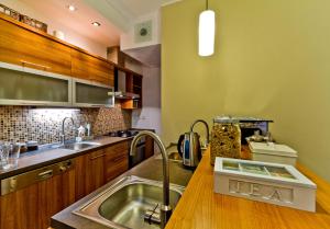a kitchen with a sink and a counter top at Penzion Jelínek in Opočno +30 photos
