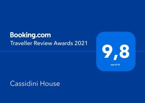 Certifikát, hodnocení, plakát nebo jiný dokument vystavený v ubytování Cassidini House