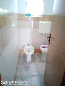 a bathroom with a toilet and a sink at Chalet Katy in Kupres