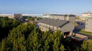 an aerial view of a building with trees at Adrift Hotel in Long Beach