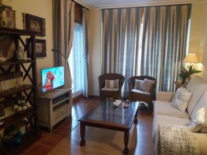 桑克森克索的住宿－Residencial Progreso Sanxenxo，带沙发和电视的客厅