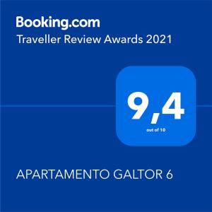 Certifikát, ocenenie alebo iný dokument vystavený v ubytovaní APARTAMENTO GALTOR 6