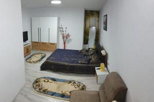 a large bedroom with two beds and a couch at Casa Cristea in Daneş