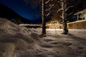 カンポ・トゥーレスにあるGarni Niederbacherの夜の雪に覆われた通り