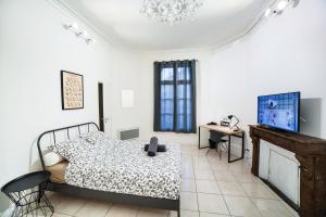 TV a/nebo společenská místnost v ubytování LGC Habitat- chambre privée- appartement commun- gare Saint-Roch