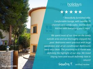 Certifikát, ocenenie alebo iný dokument vystavený v ubytovaní Villa Zacorri - HMR Holidays Moraira
